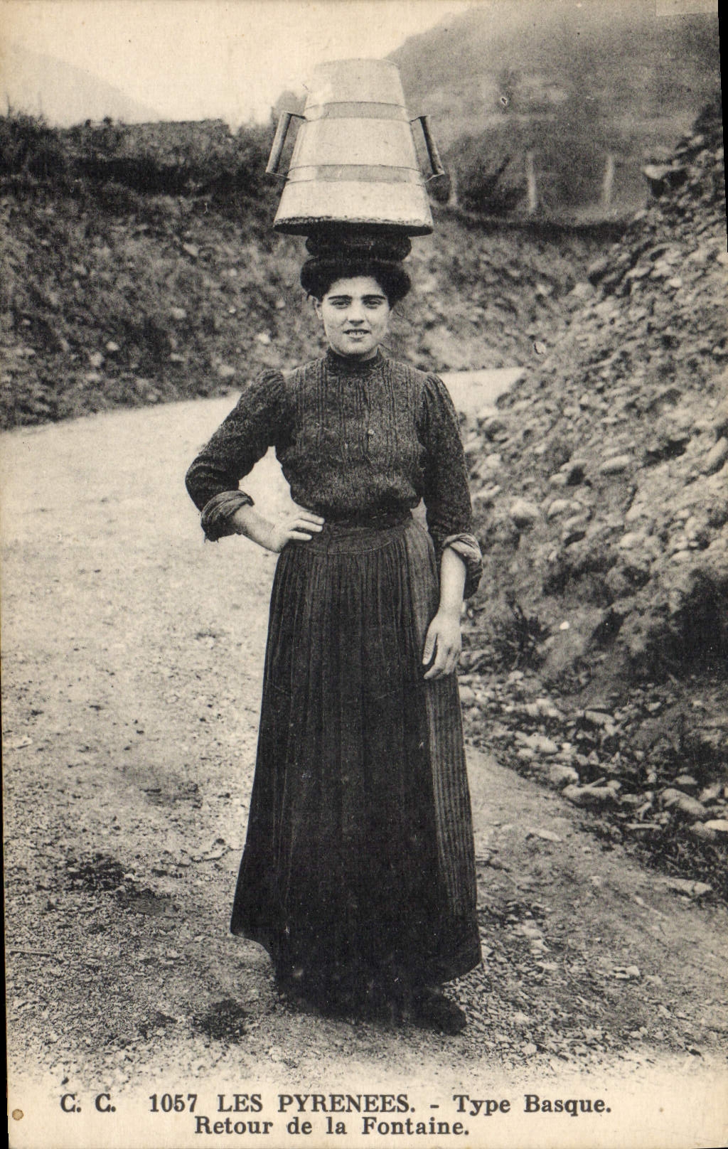 CPA Folklore Pyrenees Type basque Retour de la fontaine 