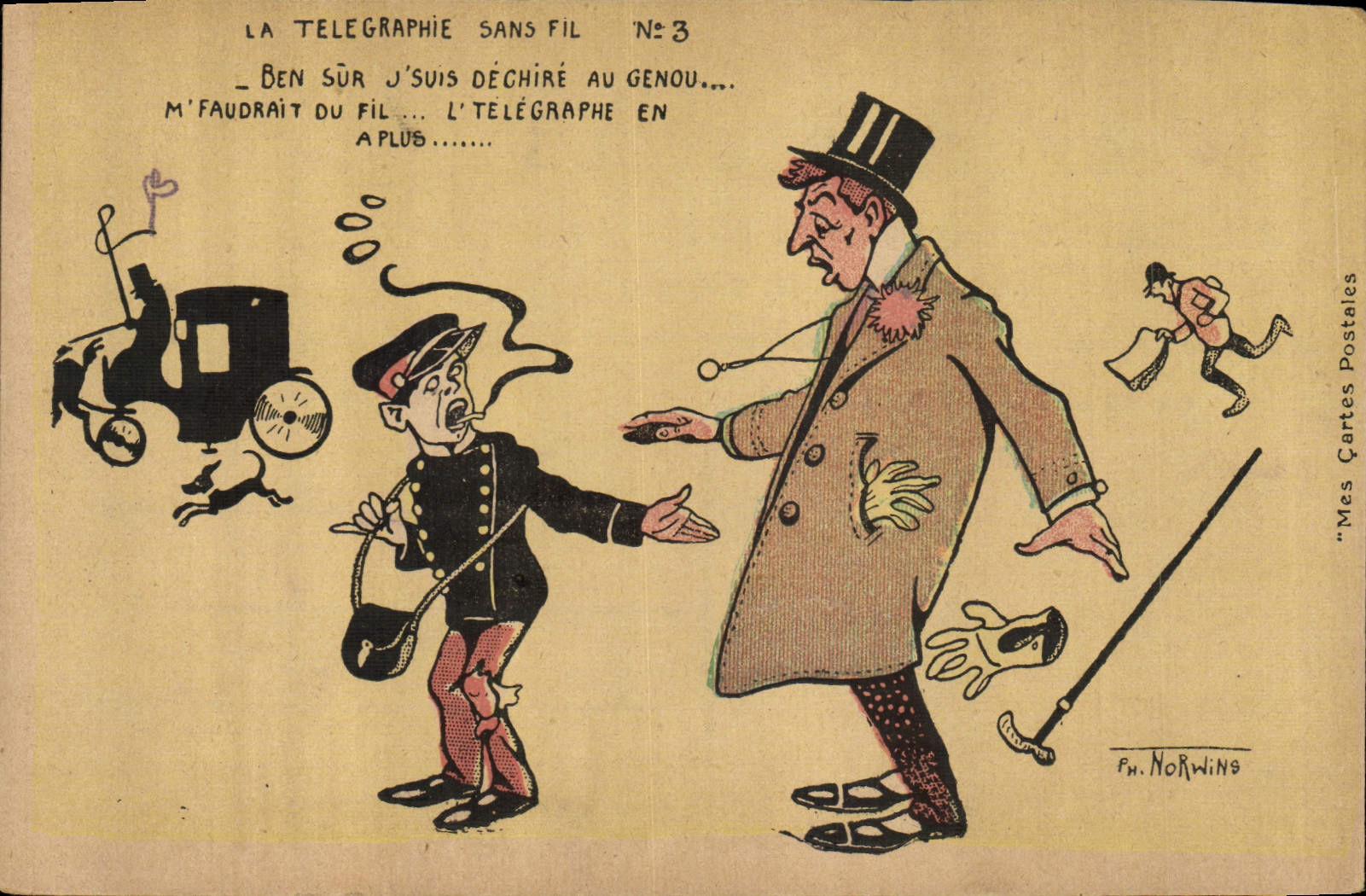 Telegrafía sin hilos Norwins del ilustrador de la fantasía de la POSTAL de la VENDIMIA