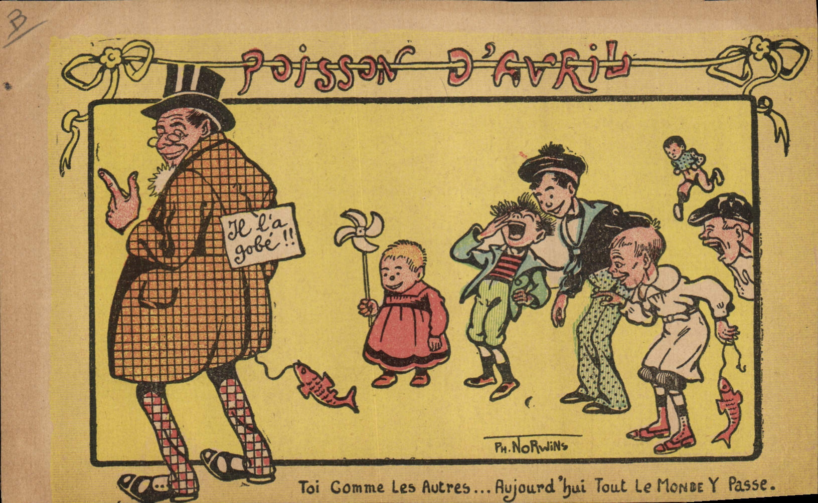 D Avril Norwins de Poisson del ilustrador de la fantasía de la POSTAL de la VENDIMIA