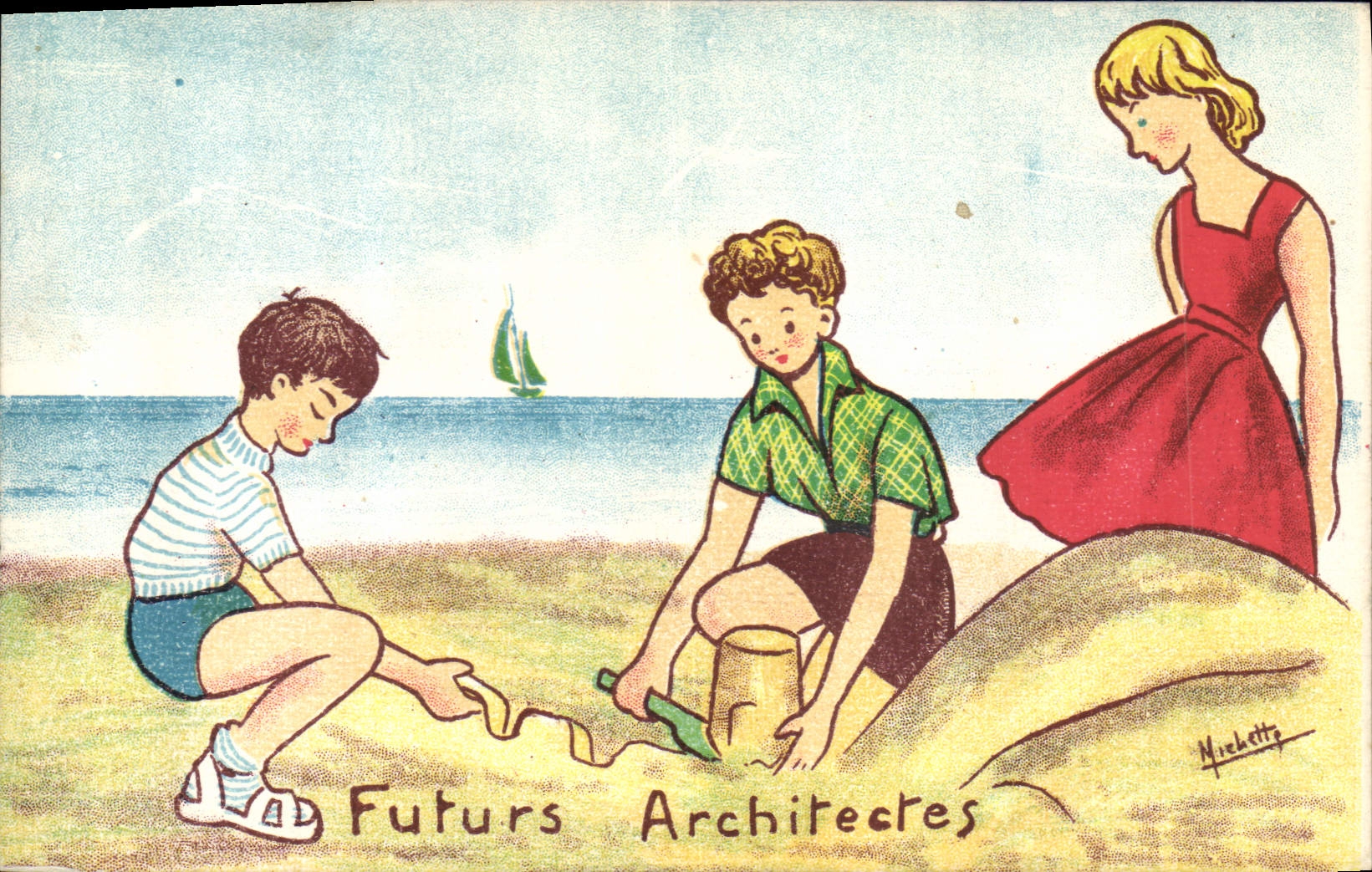 CPA Fantaisie Illustrateur Enfants Futurs architectes 