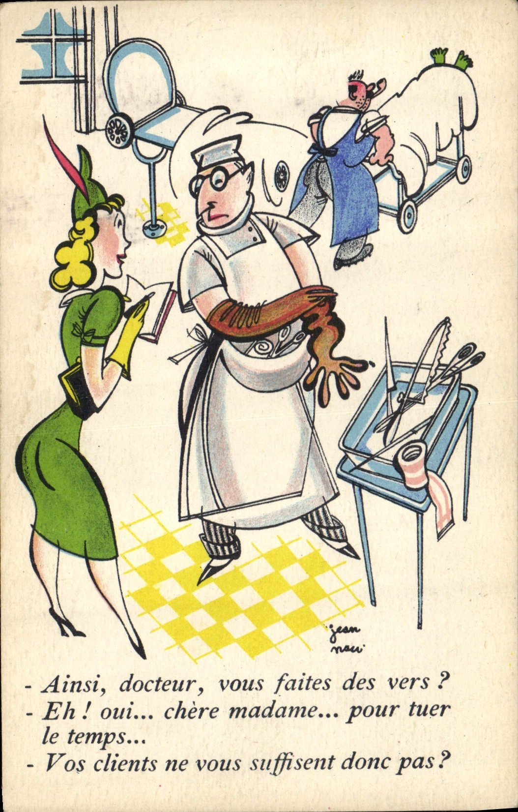 CPA Fantaisie Illustrateur Docteur Chrirurgie