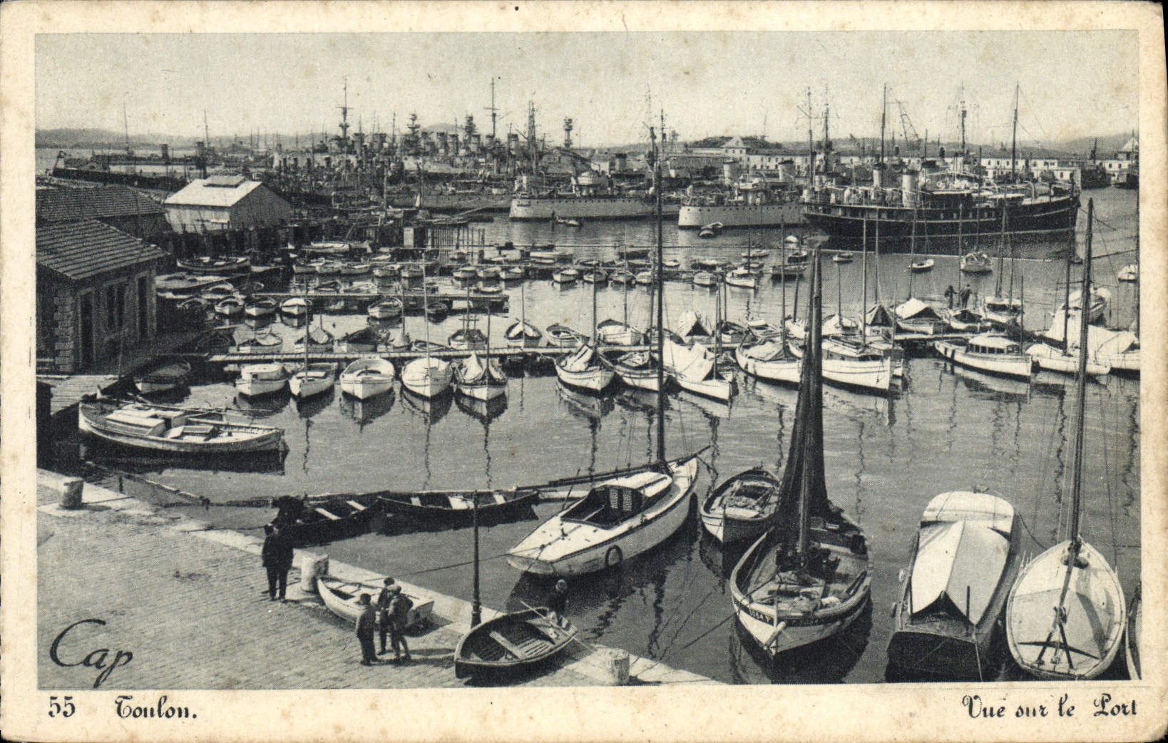 VINTAGE POSTCARD Toulon Seen On the Port Boats