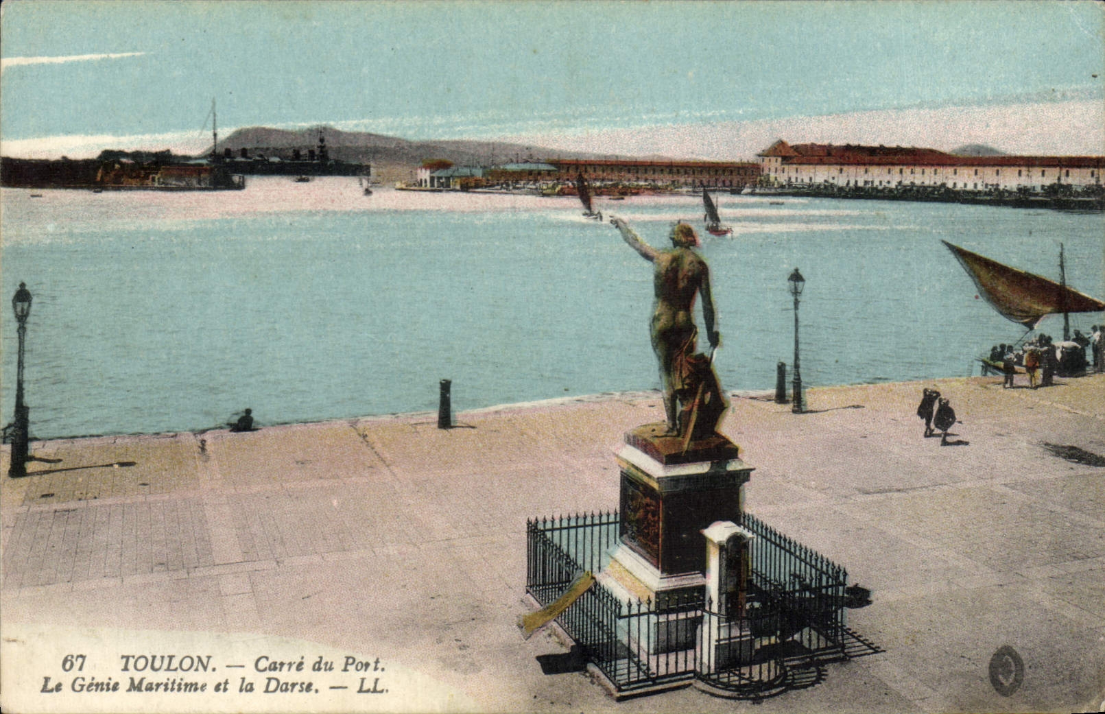 VINTAGE POSTCARD Toulon Squares Port the Marine engineering And the Wet dock