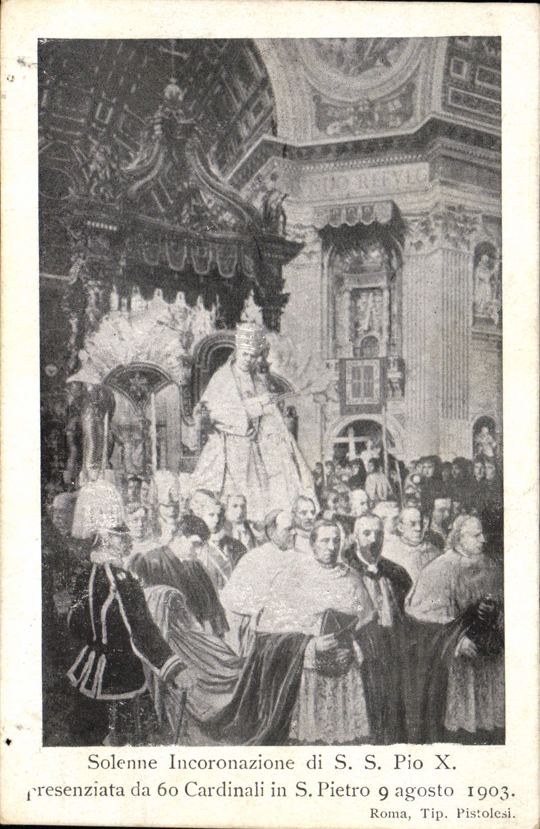 Incoronazione di S Pio de papa Solenne de la POSTAL de la VENDIMIA X