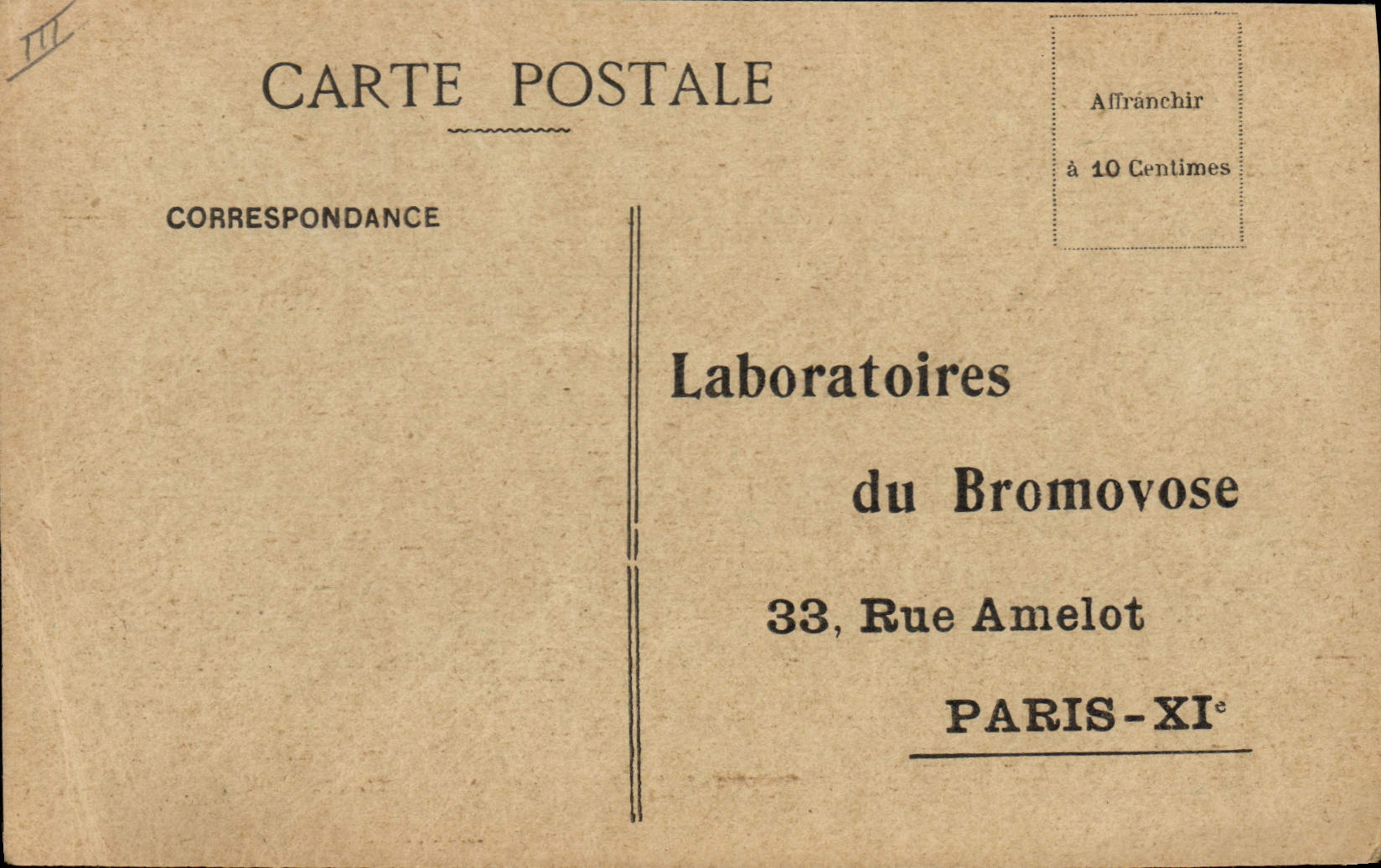 Postcard Laboratories of Bromovose Street Amelot Paris
