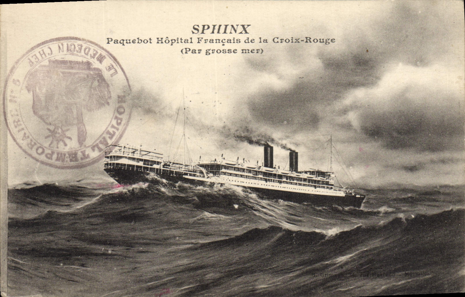 CPA Bateau Paquebot Hopital francais de la Croix Rouge Sphinx 
