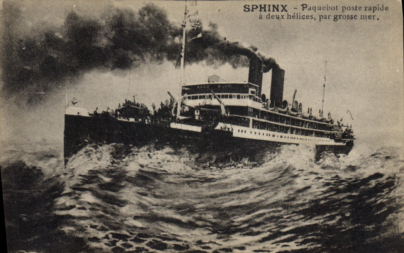 VINTAGE POSTCARD Bateau Steamer posts fast has two Sphinx propellers