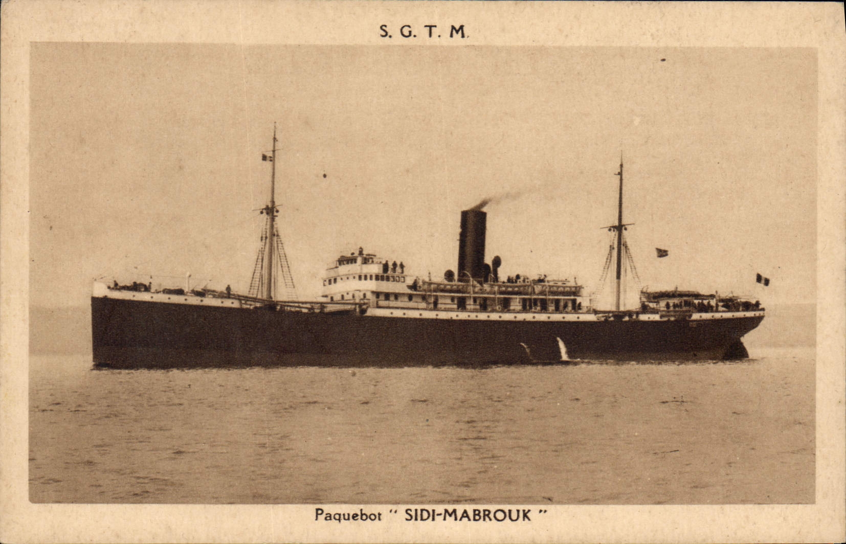 VINTAGE POSTCARD Boat Steamer Sidi Mabrouk SGTM