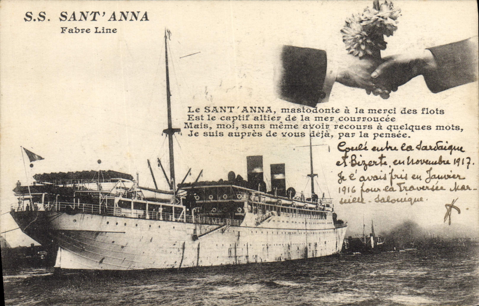 CPA Bateau Paquebot SS Sant' Anna Fabre Line