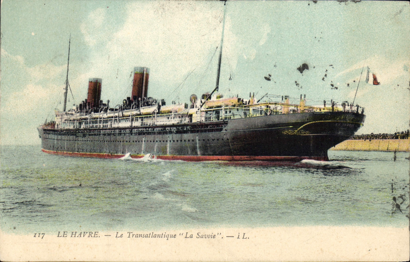 CPA Bateau Paquebot Le Havre Le Transatlantique La Savoie