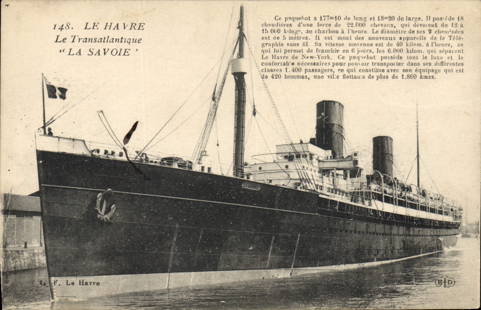CPA Bateau Paquebot Le Havre Le Transatlantique La Savoie 