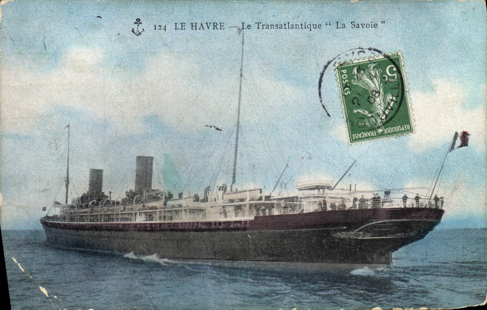 CPA Bateau Paquebot Le Havre Le Transatlantique La Savoie 