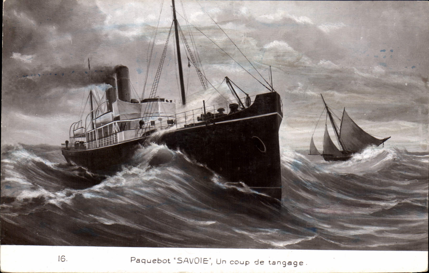 VINTAGE POSTCARD Boat Savoy Steamer a blow of tanguage