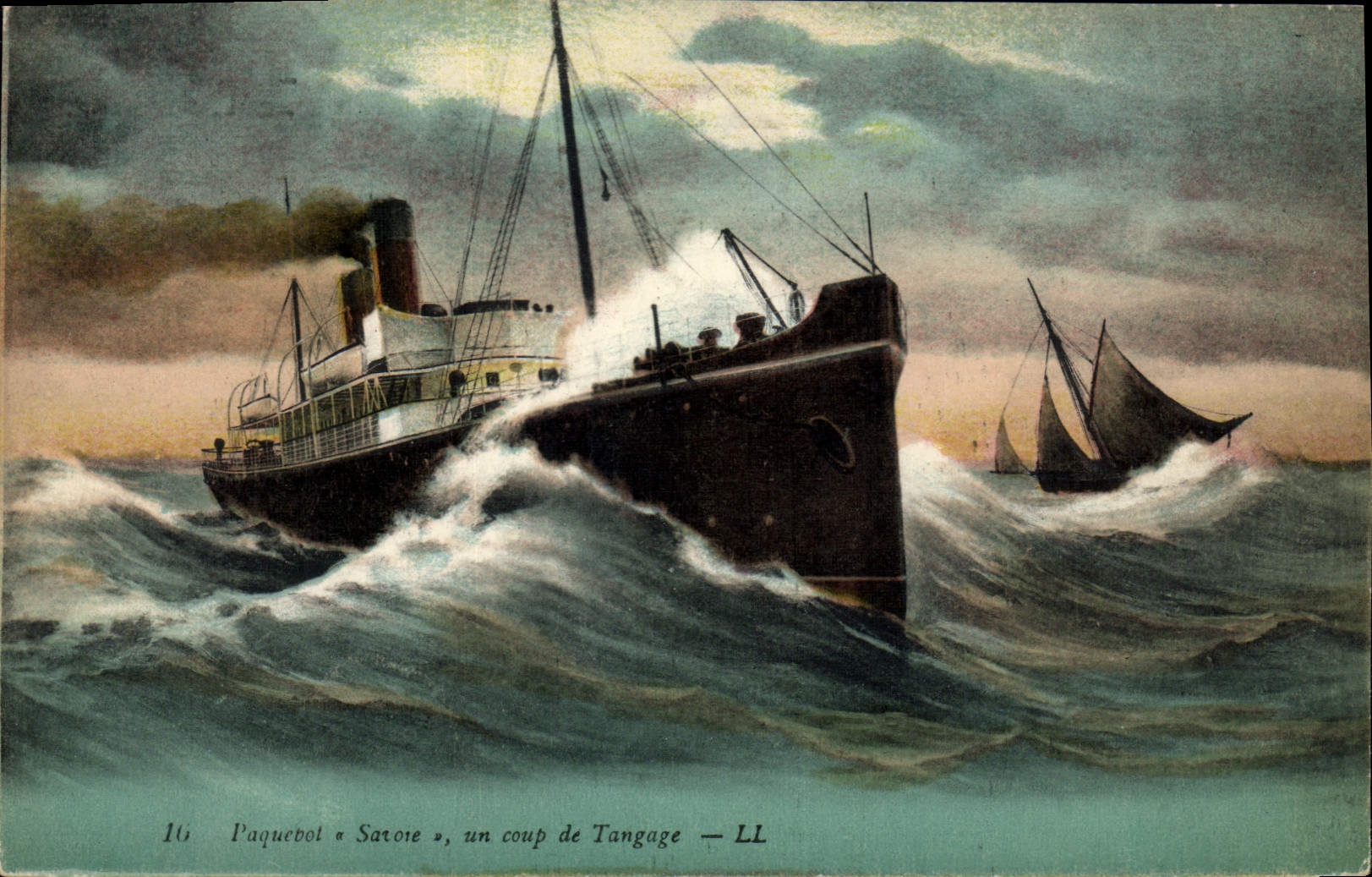 CPA Bateau Paquebot Savoie un coup de tangage