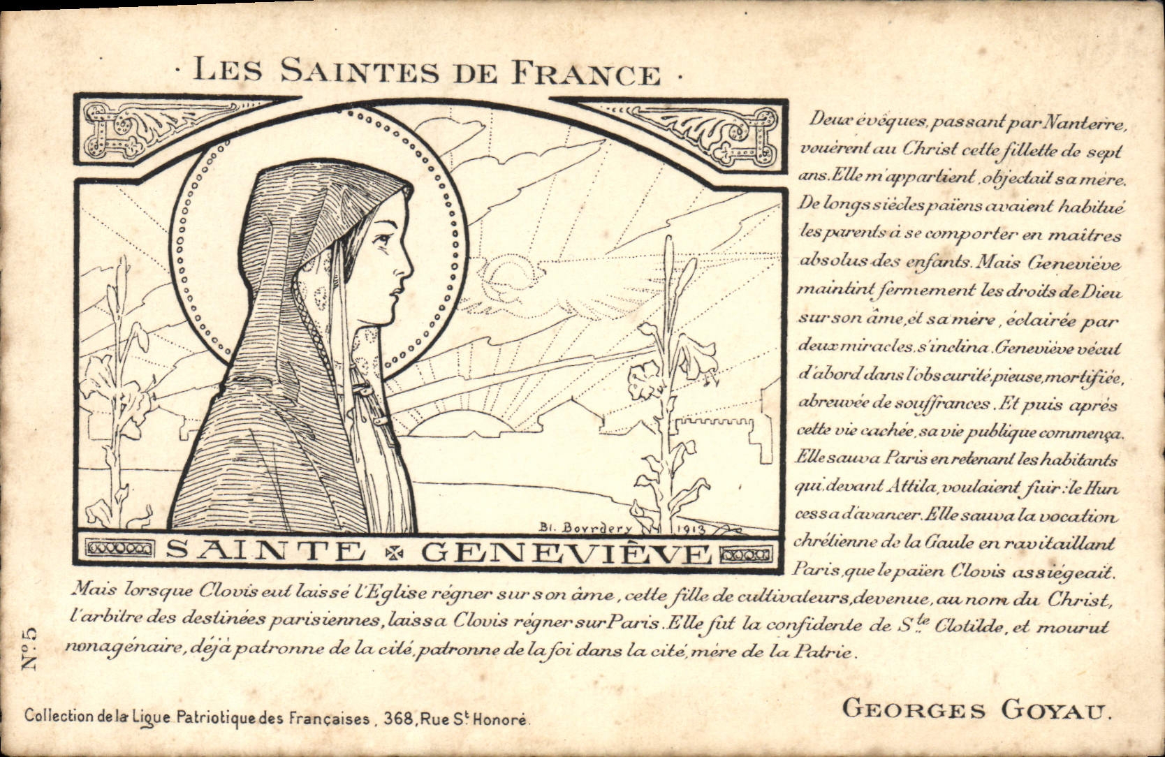 VINTAGE POSTCARD First name the holy ones of France Sainte Genevieve