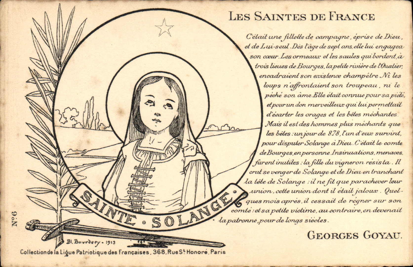 VINTAGE POSTCARD First name the holy ones of France Sainte Solange