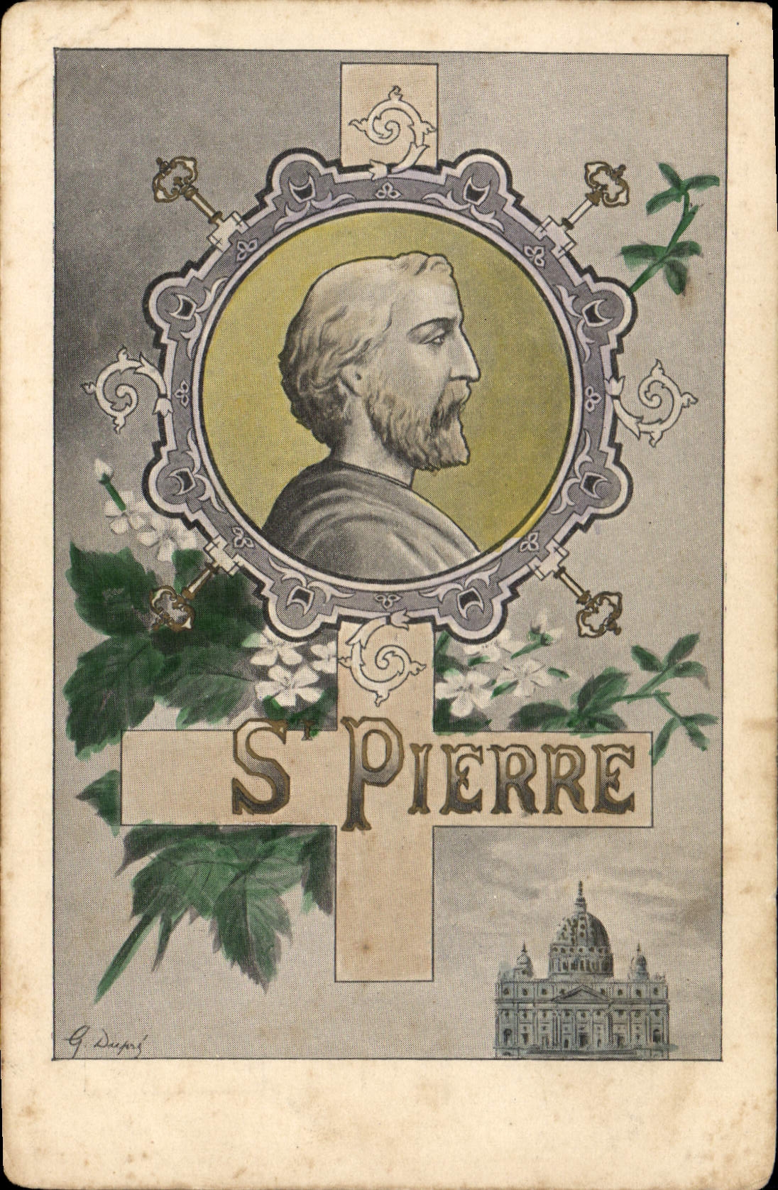 VINTAGE POSTCARD First name St Pierre