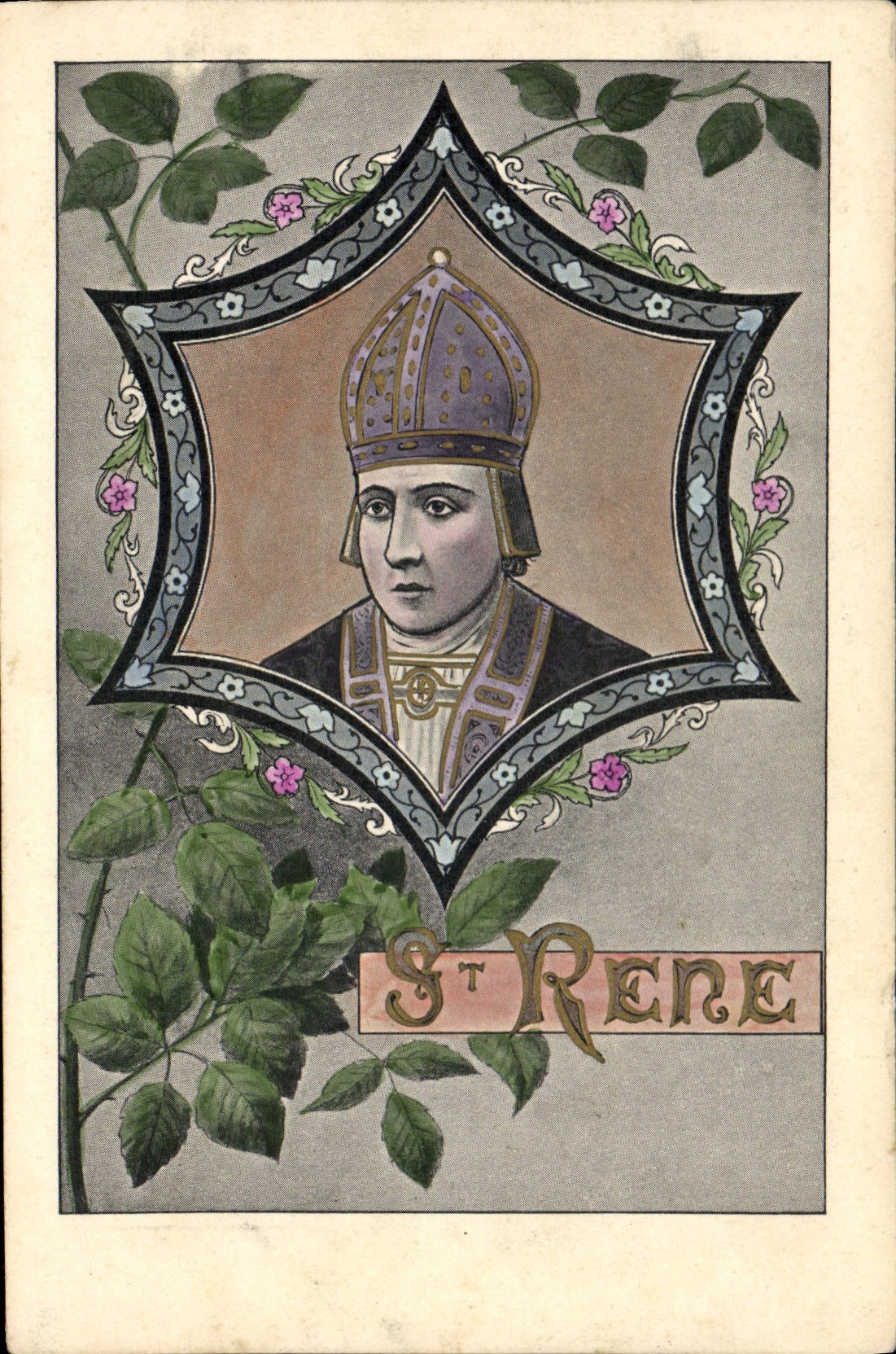 VINTAGE POSTCARD First name St Rene