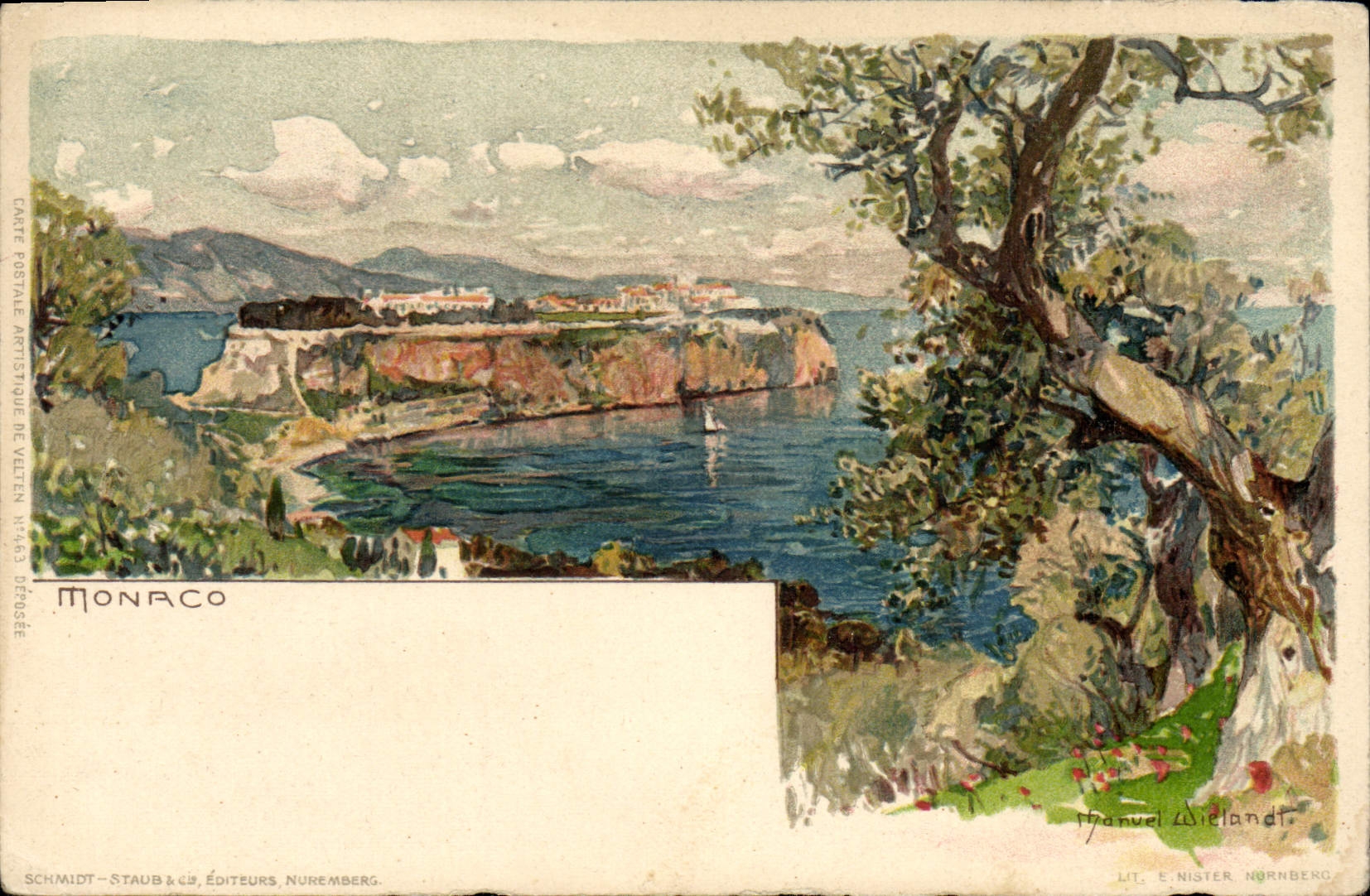 VINTAGE POSTCARD Monaco Illustrator