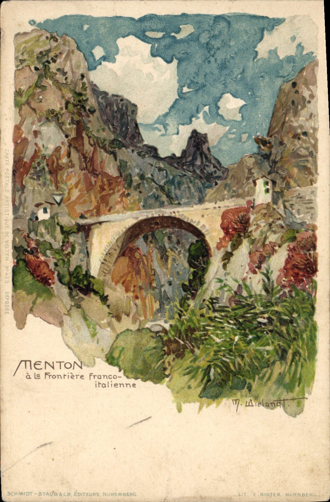 CPA Illustrateur Menton a la frontiere franco italienne 