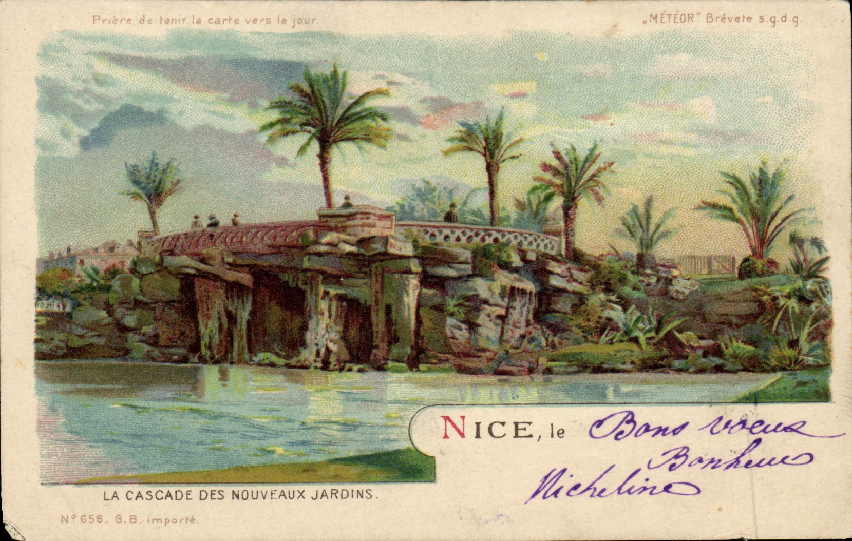 CPA Illustrateur Nice La cascade des nouveaux jardins