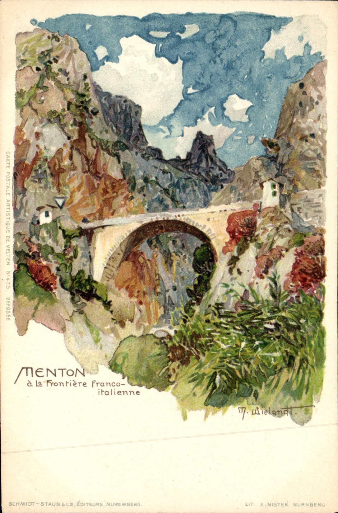 CPA Illustrateur Menton a la frontiere franco italienne 