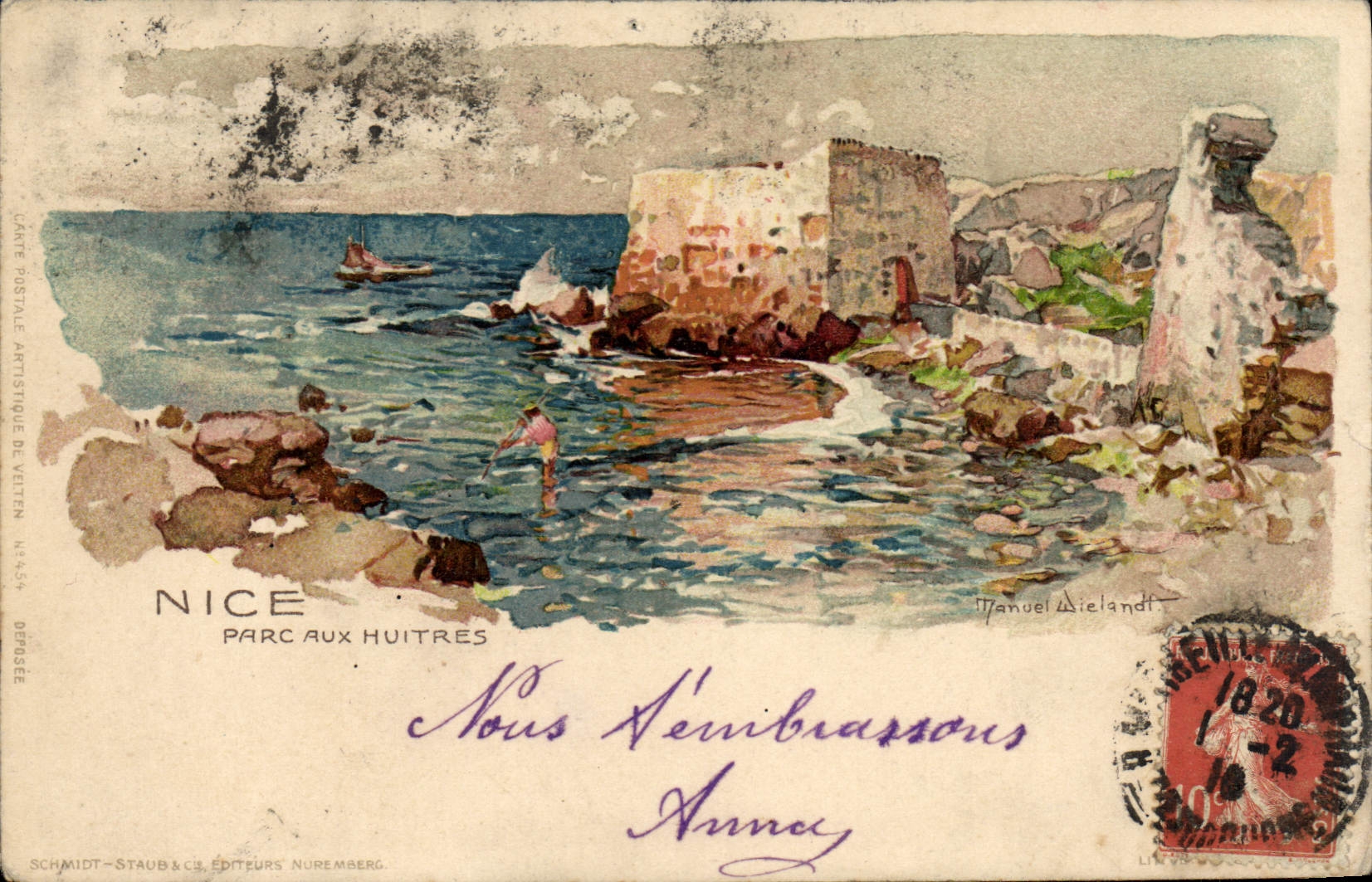 Parque del ilustrador de la POSTAL de la VENDIMIA Niza con las ostras