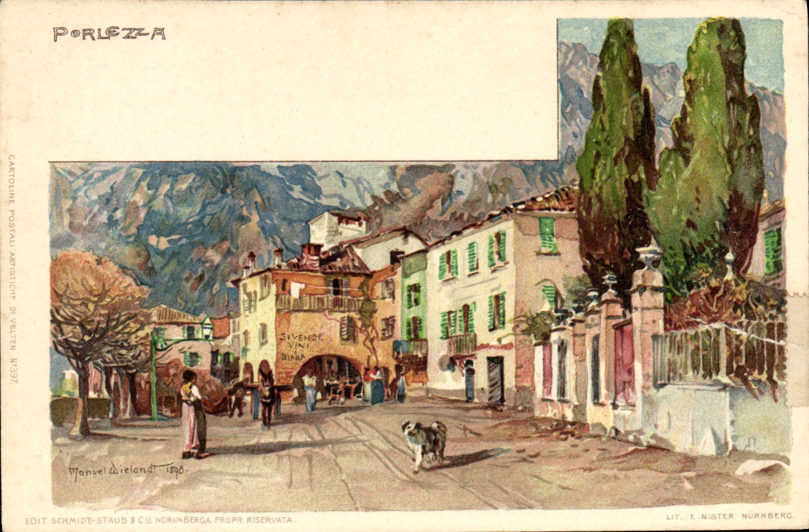 Ilustrador de Porlezza de la POSTAL de la VENDIMIA