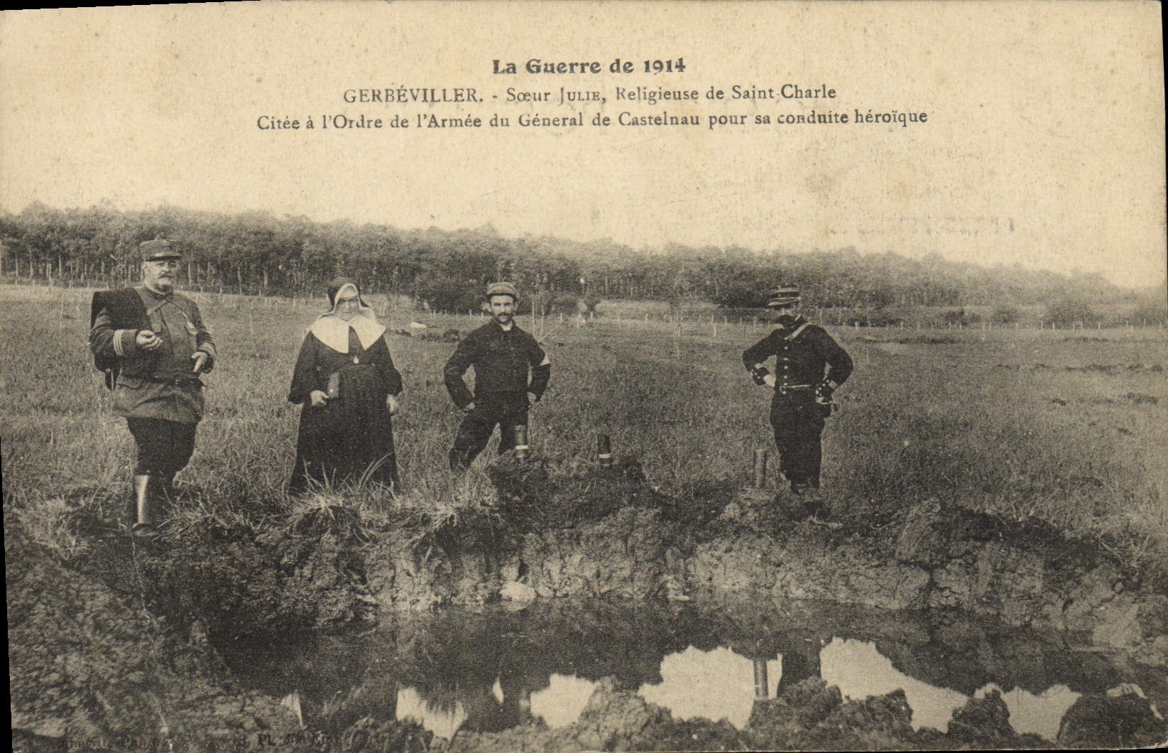 VINTAGE POSTCARD Militaria Gerbeviller religious Julie Sister of Saint Charle Citee to the order of the army of general of Castelnau