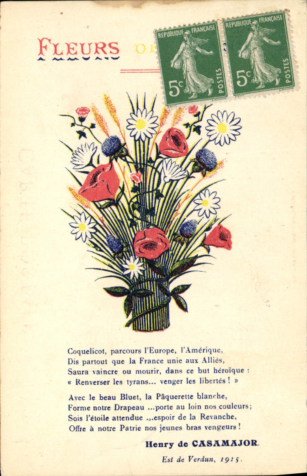 CPA Militaria Fleurs Henry de Casalajor Verdun
