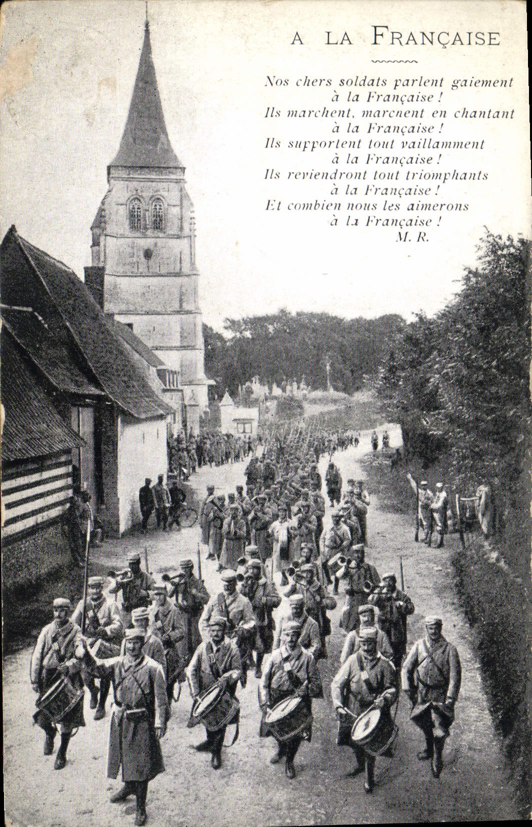 VINTAGE POSTCARD Militaria With the Frenchwoman Drums