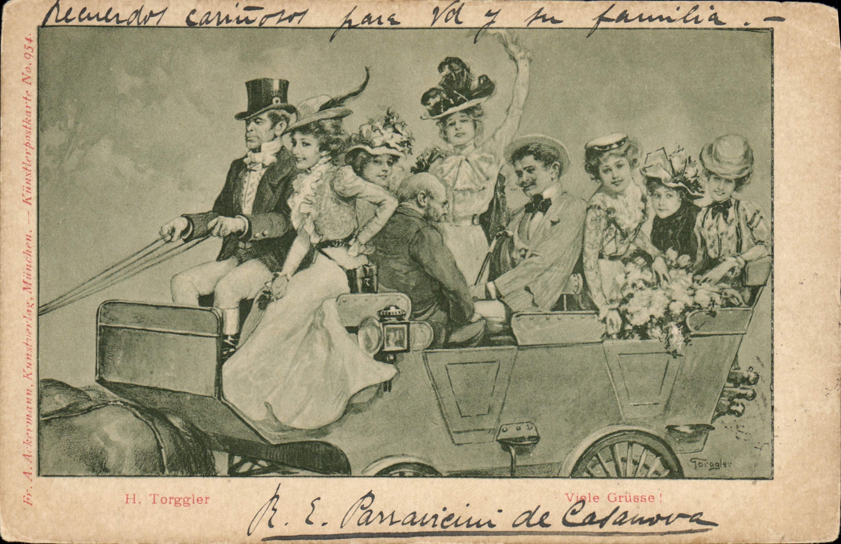 VINTAGE POSTCARD Fantasy Illustrator Women Barouche