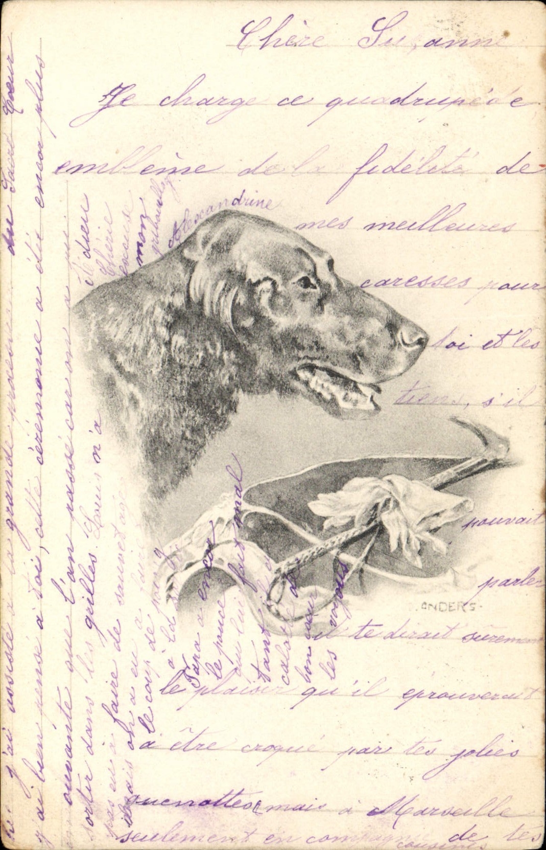 CPA Fantaisie Illustrateur Chien 