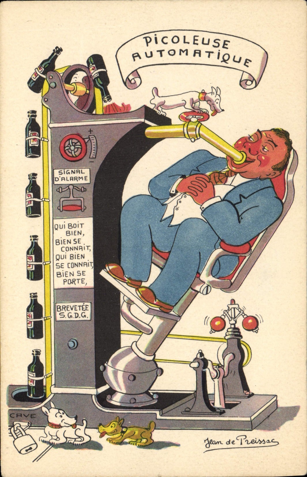 VINTAGE POSTCARD Fantasy automatic Picoleuse Illustrator Dentist Dog Jean de Preissac