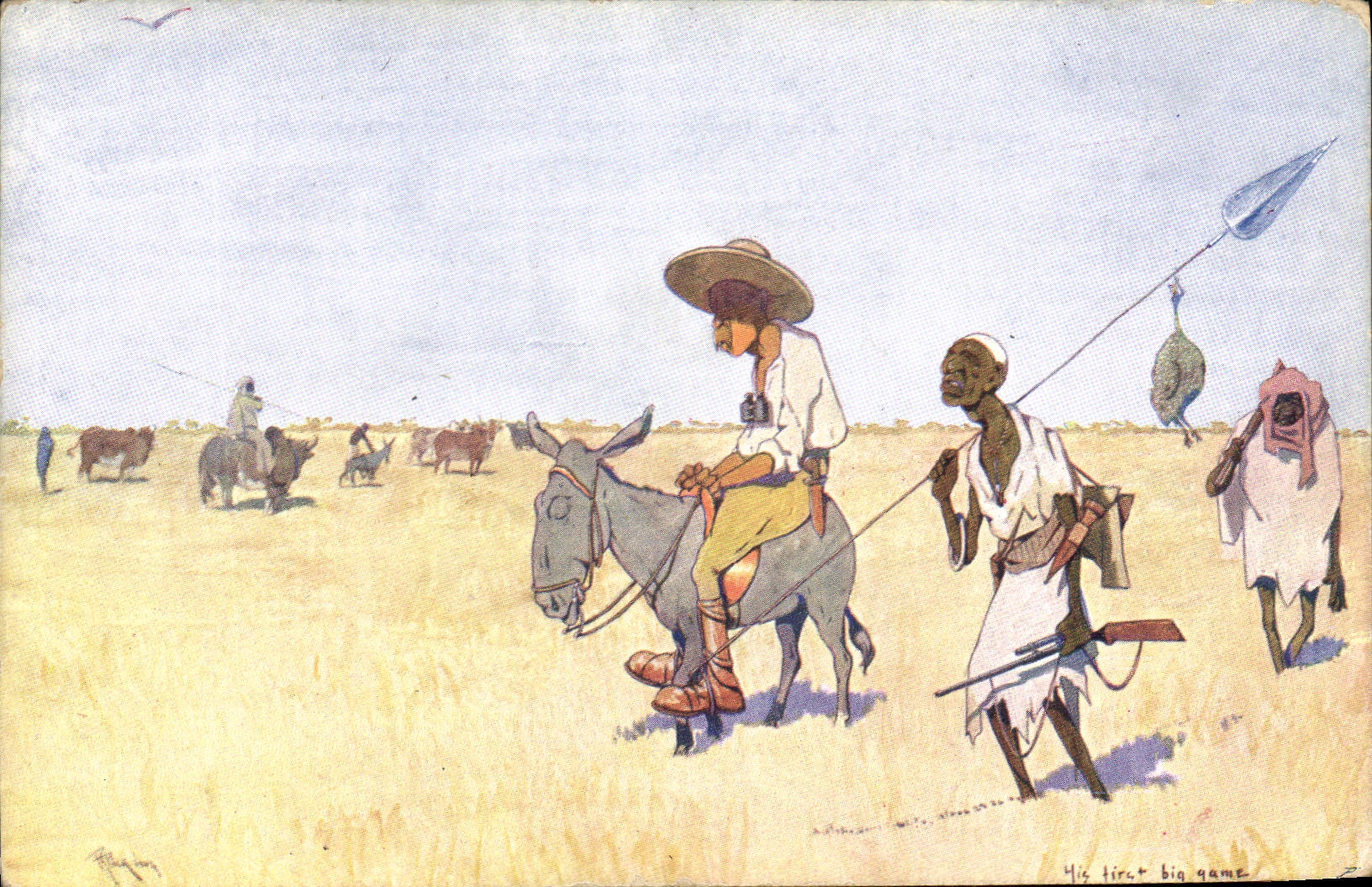 VINTAGE POSTCARD Fantasy Illustrator Africa Ass Mule