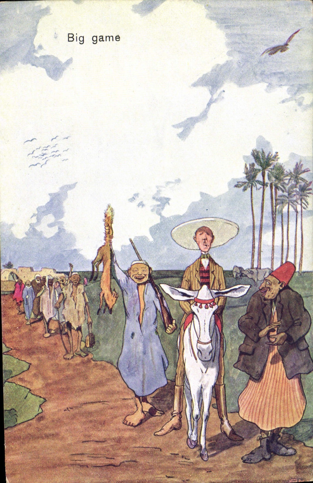 CPA Fantaisie Illustrateur Egypt Egypte Big game Ane Mule