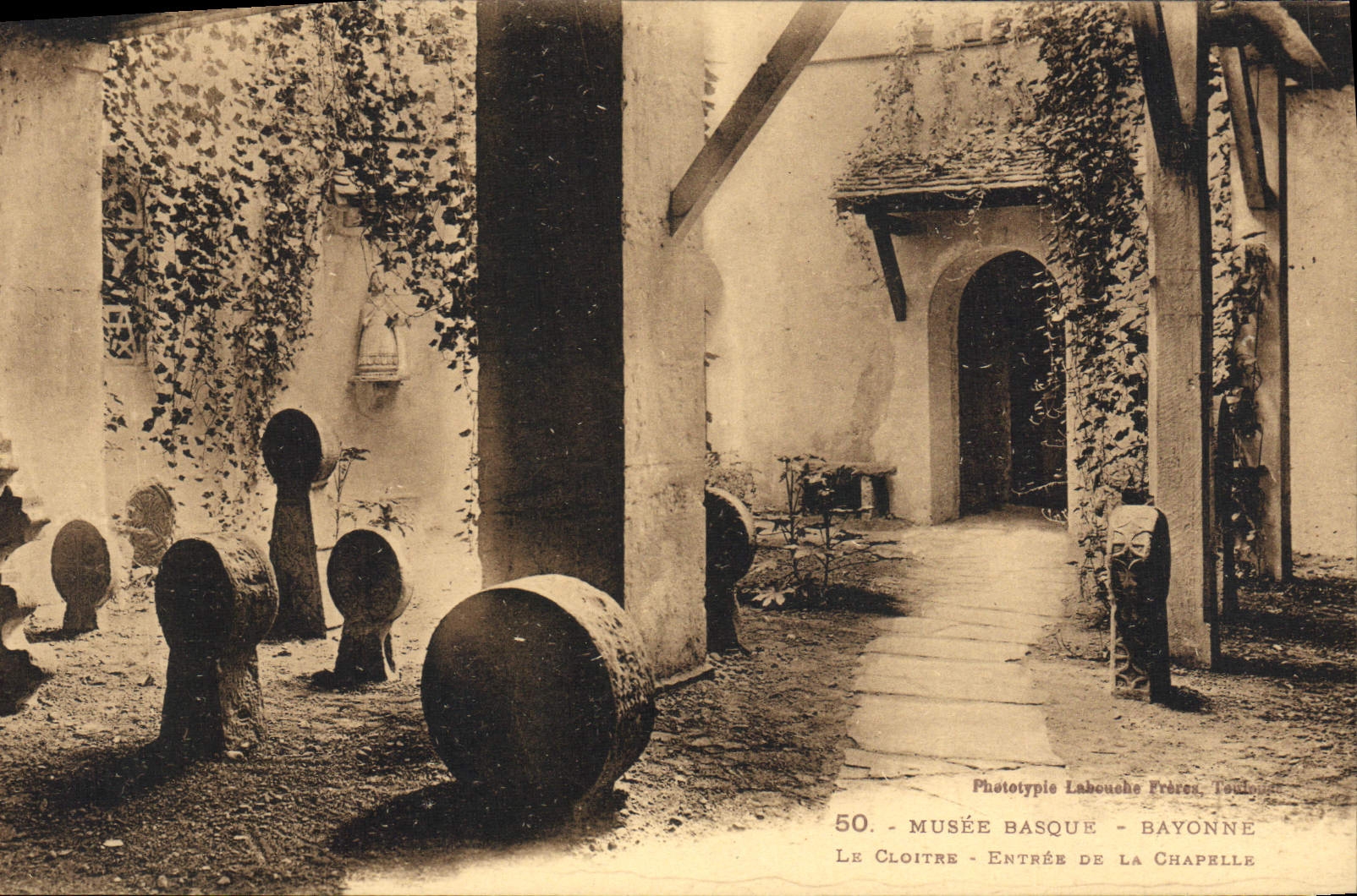 VINTAGE POSTCARD Basque Folklore Museum Bayonne the cloister Entered of the vault