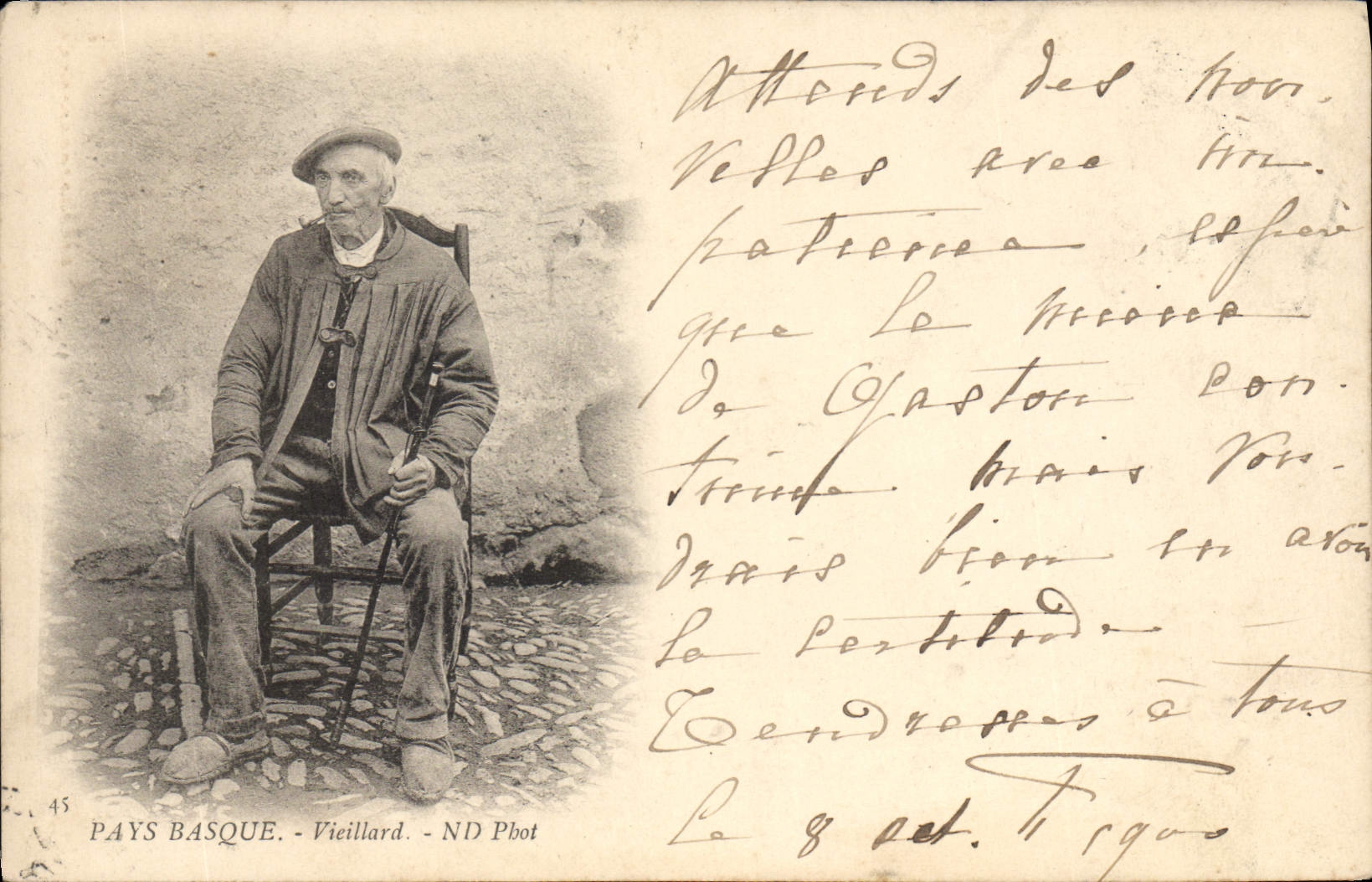 CPA Folklore Pays basque Vieillard 