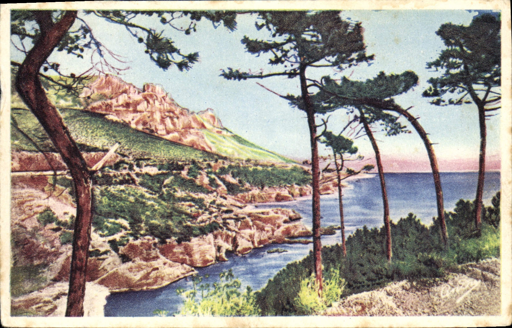 VINTAGE POSTCARD In Esterel Red Rocks