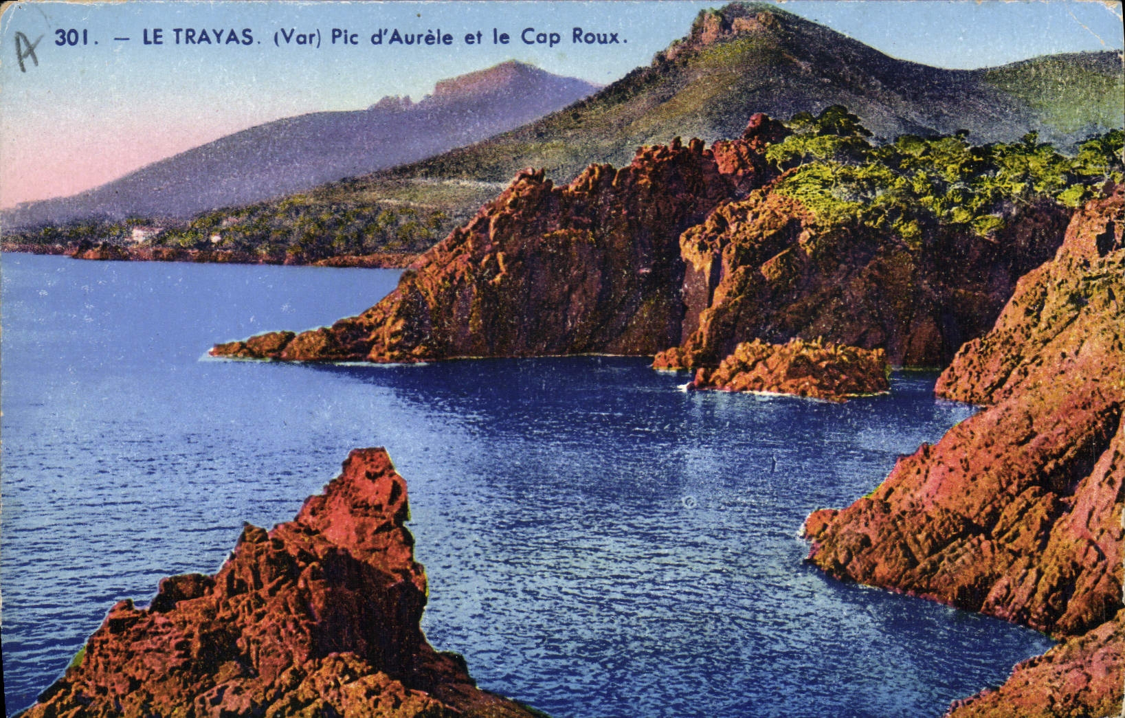 VINTAGE POSTCARD the Russet-red Trayas Peak D' Aurele And Cape