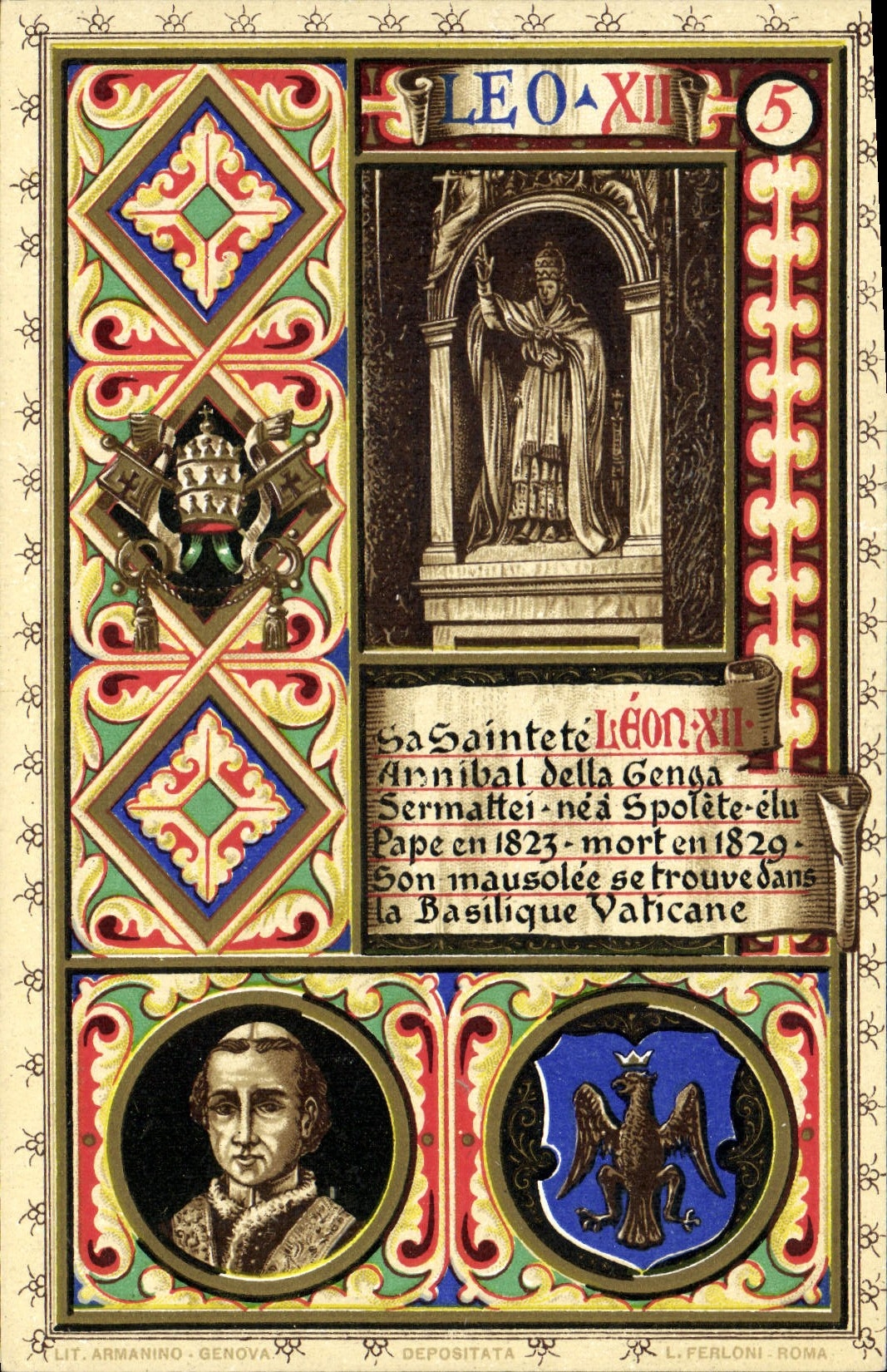 Papa Leon XII de la POSTAL de la VENDIMIA