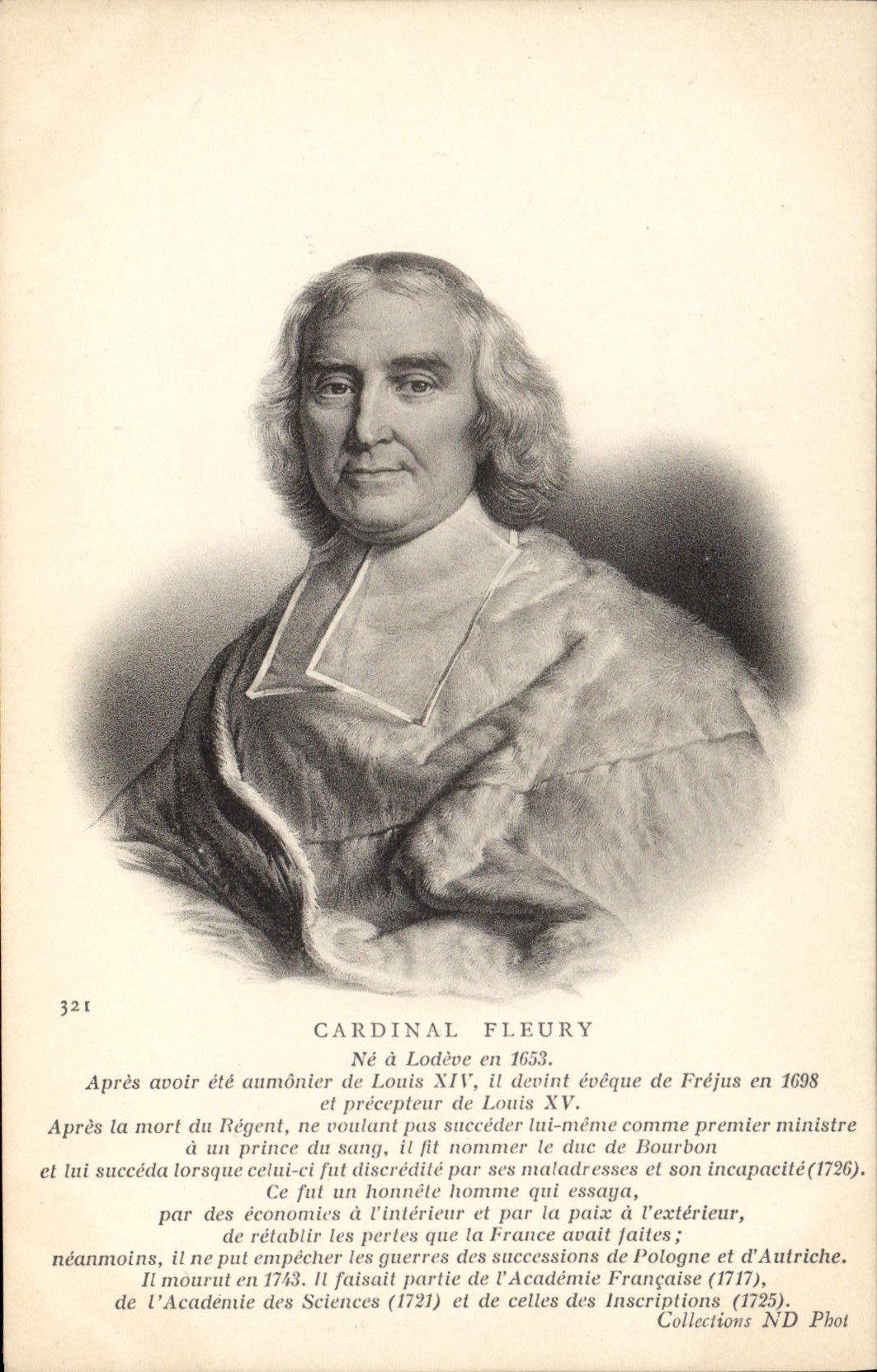 VINTAGE POSTCARD Cardinal Fleury