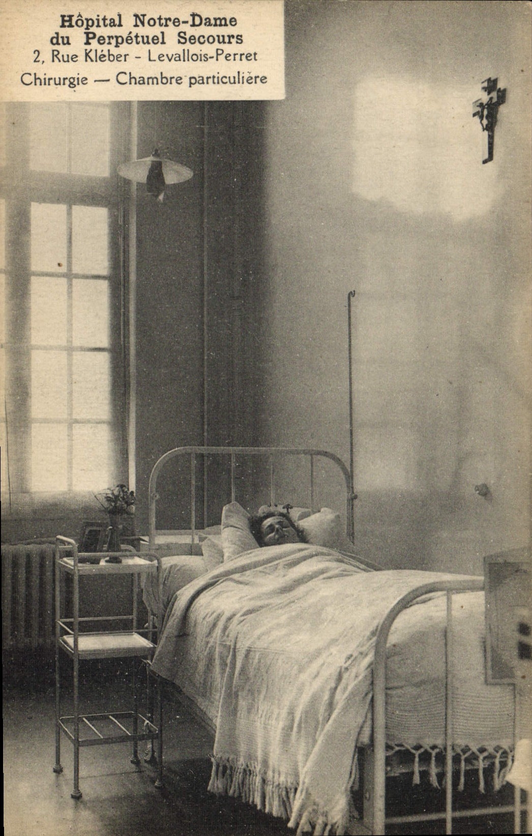 VINTAGE POSTCARD Notre Dame Hospital of the Perpetual Help Street Kleber Levallois Perret Surgery Room particuliere