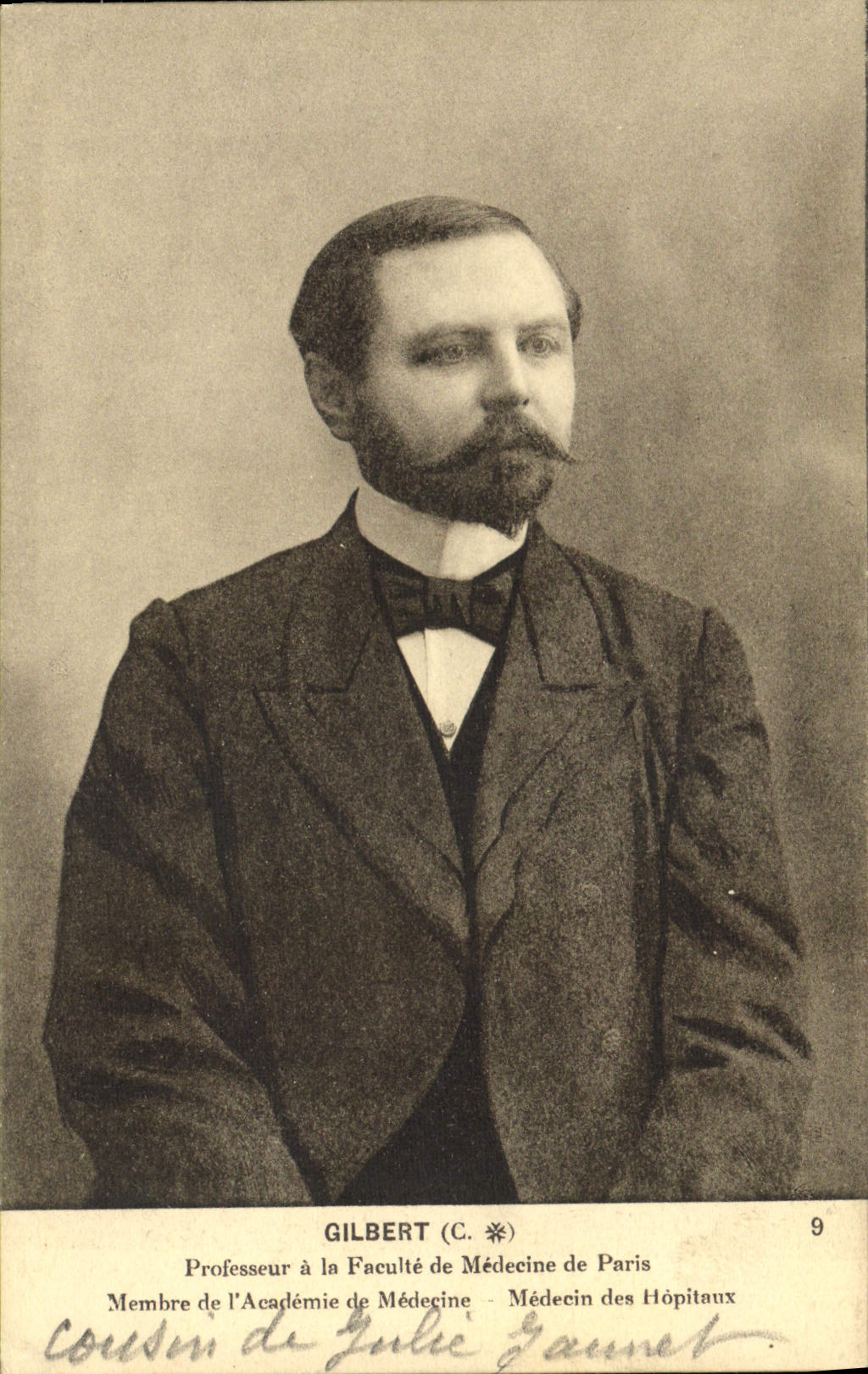 VINTAGE POSTCARD Gilbert Professor of the Medical college of Paris Member of the Academy of Medicin Medicine of the Hospitals