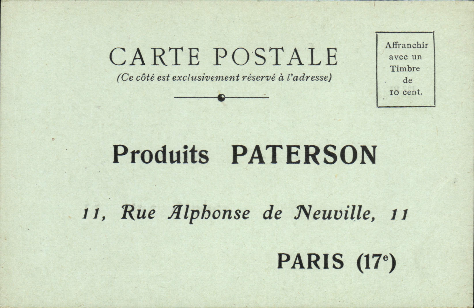 Carte Postale Produits Paterson Rue Alphonse de Neuville Paris 17eme