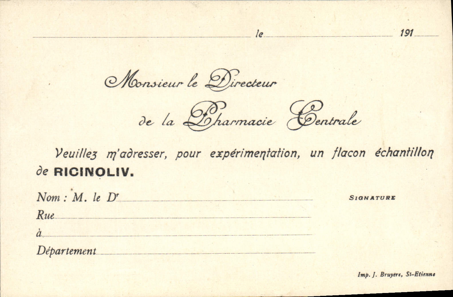 Postcard Central pharmacy of Lyon New Street Ricinoliv