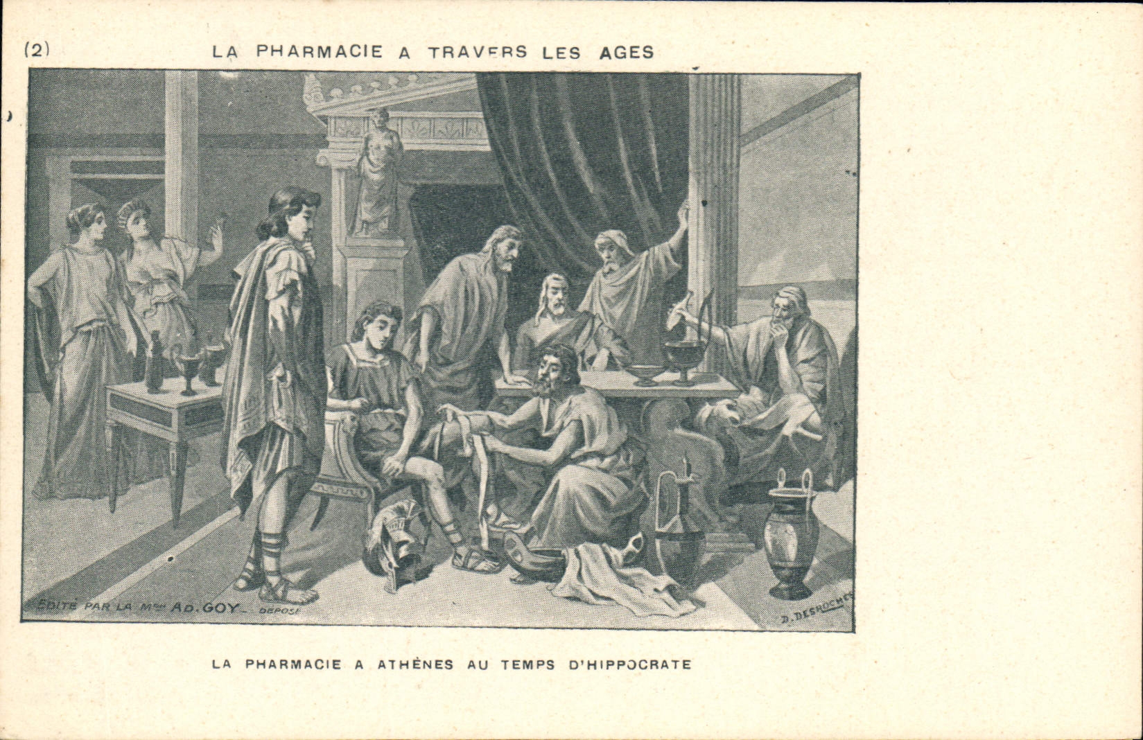 VINTAGE POSTCARD Pharmacy through old Athens at the time of Hippocrates