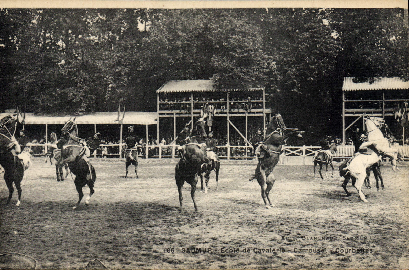 CPA Cheval Hippisme Saumur Ecole de cavalerie Carrousel Courbettes