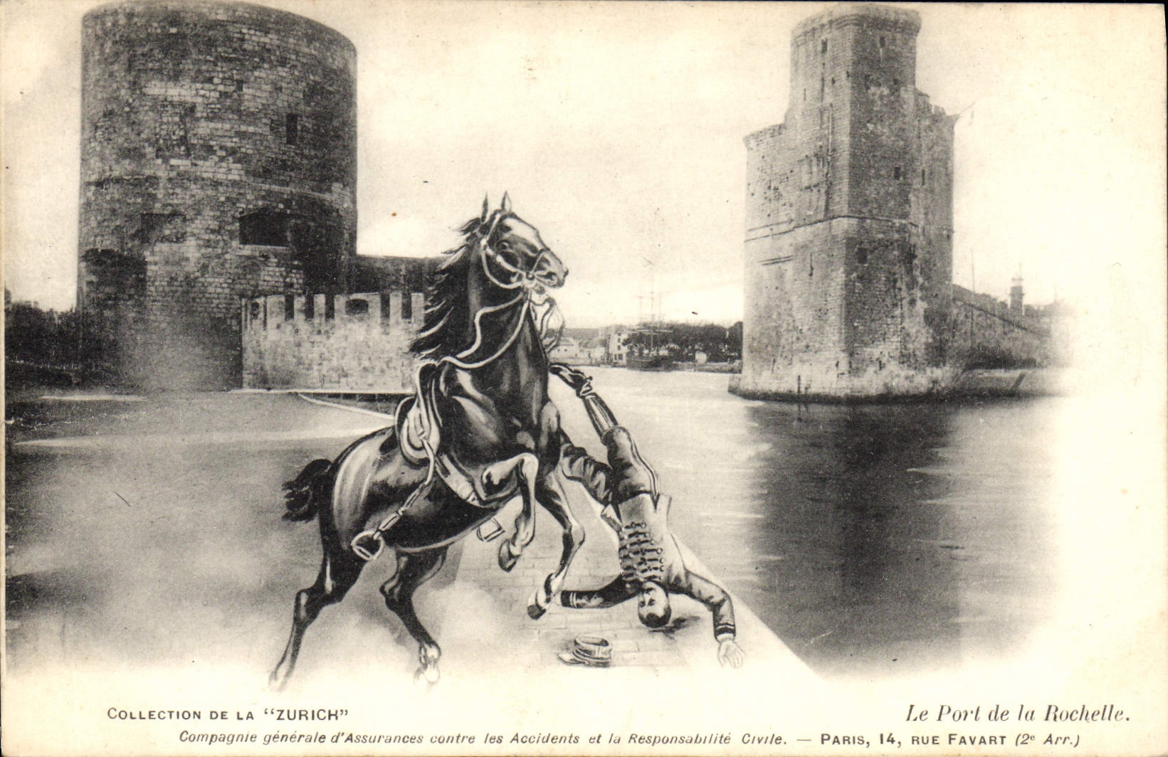 Caballo de Hippisme de la POSTAL de la VENDIMIA el puerto de La Rochelle