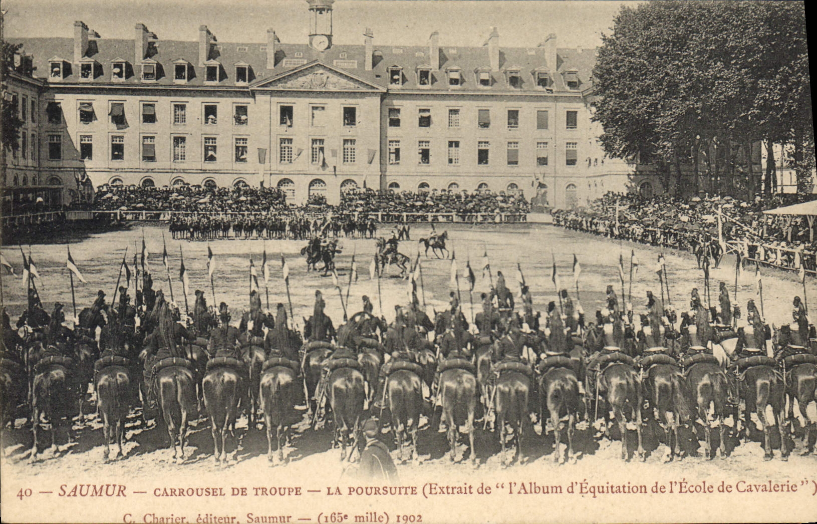 VINTAGE POSTCARD Horse Hippisme Saumur Carousel of troop continuation